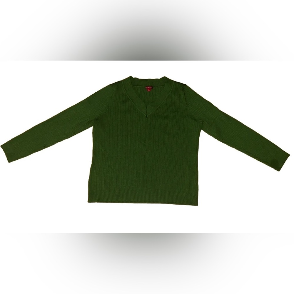 Merona Women's Green Pullover V-neck Long Sleeve Sweater Size 2 Plus 2XL EUC